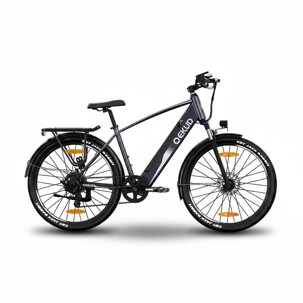 QEKUD 27M204 step-thru electric commuter e-bike full view