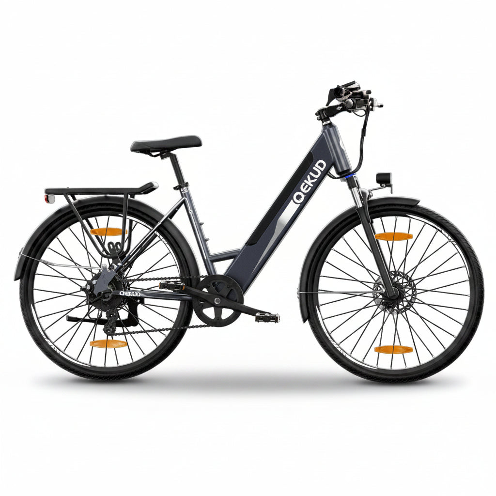 QEKUD 26M208 electric city commuter e-bike full view