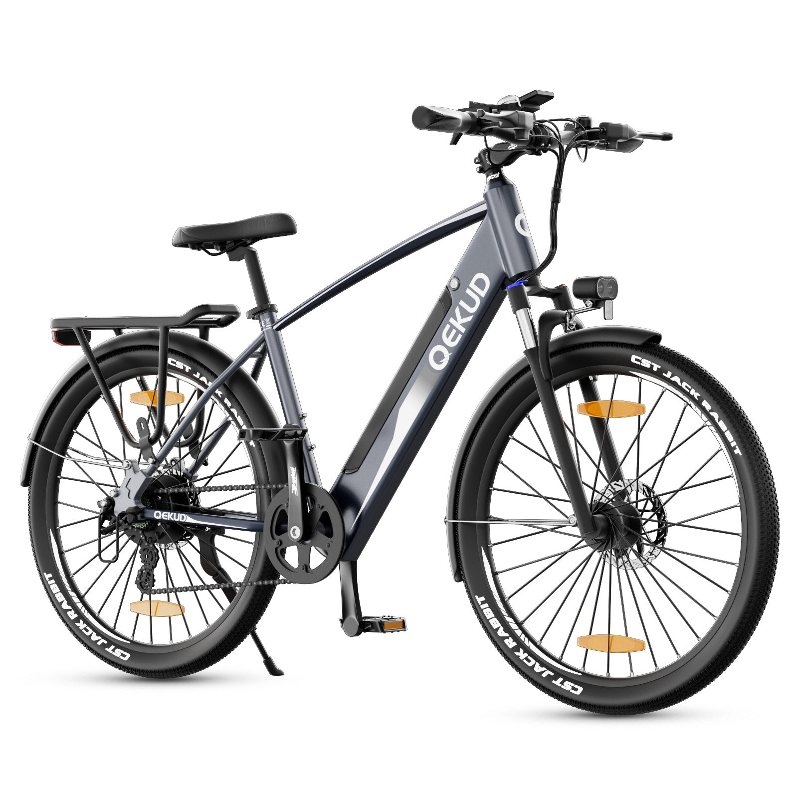 QEKUD 27M204 step-thru electric commuter e-bike full view