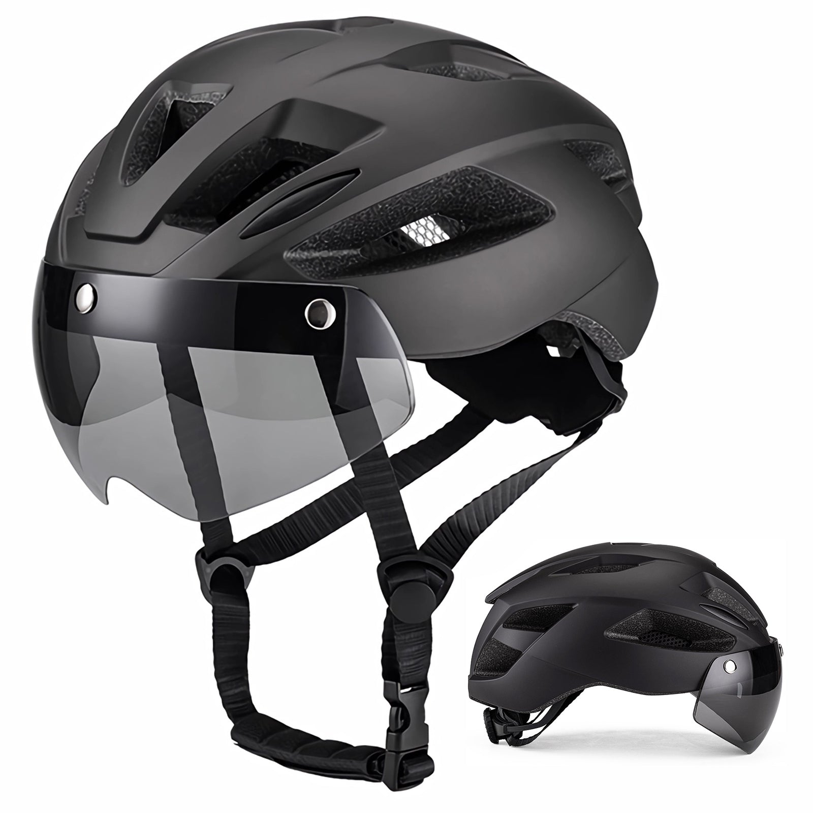 Cycling helmet with goggles