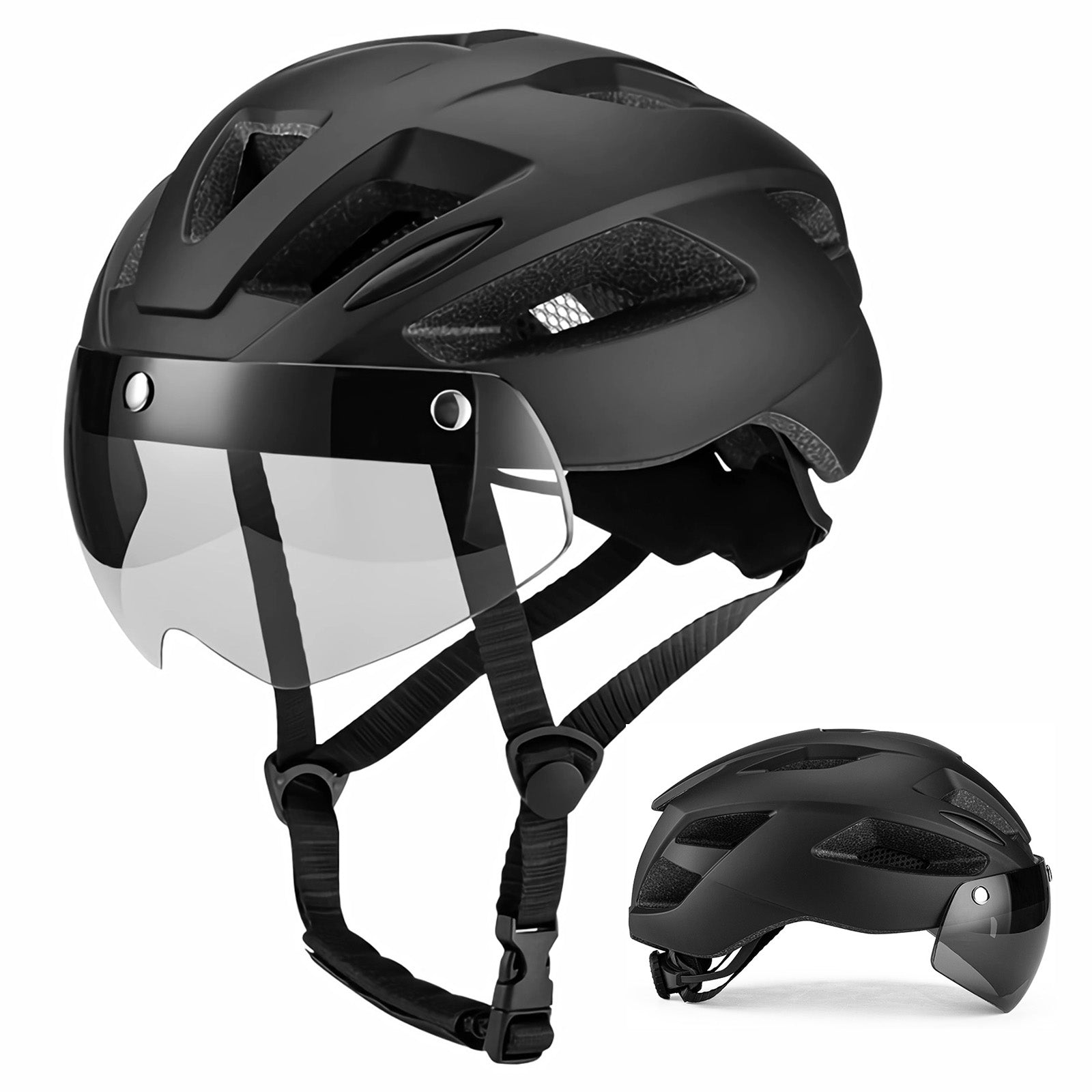 Cycling helmet with goggles