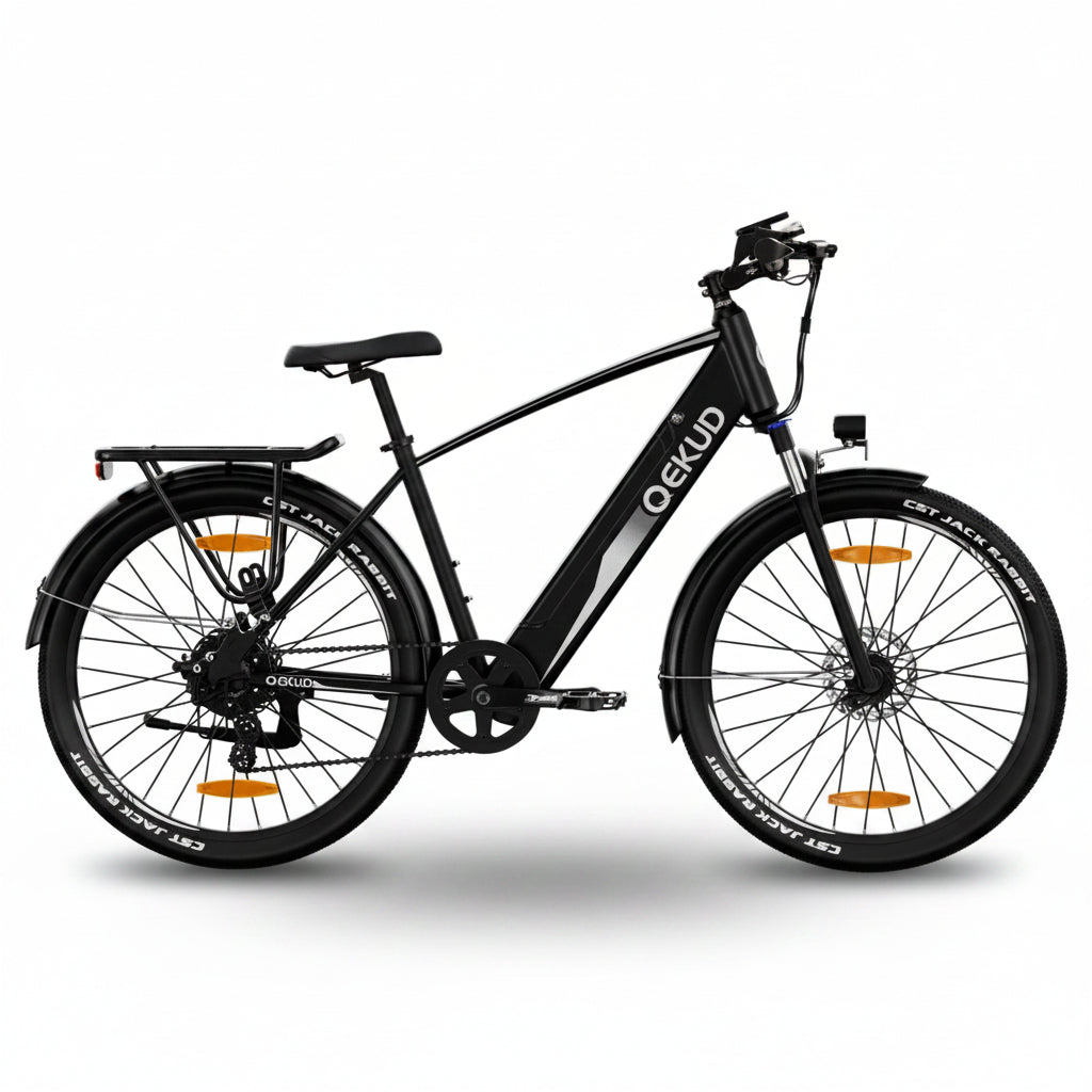 QEKUD 27M204 step-thru electric commuter e-bike full view